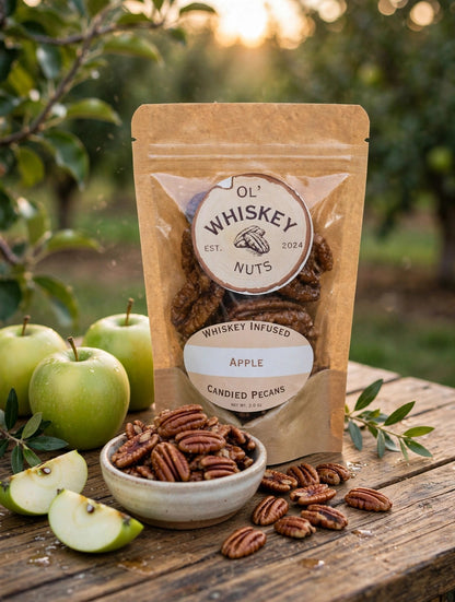 Apple whiskey-infused candied pecans