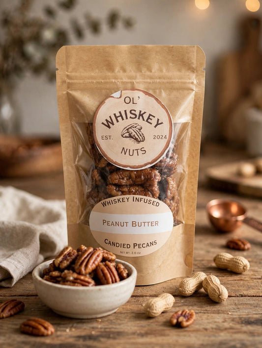 Peanut Butter whiskey-infused candied pecans