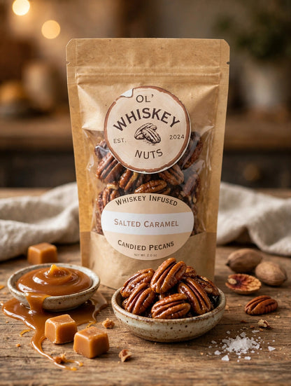 Salted Caramel whiskey-infused candied pecans